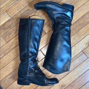 Steven Trooper Tall Black Leather Riding Boots